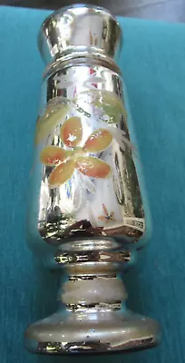 Antique Mercury Glass Hand Decorated Floral Vase • $8.98