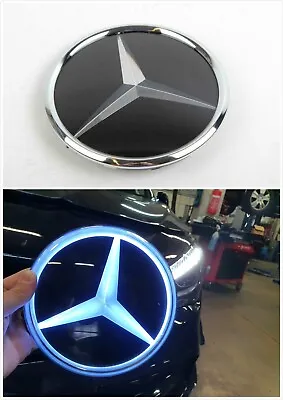 Car Illuminated Blue LED Grill Mirror Logo Emblem Badge For Mercedes Benz C W205 • $69.99