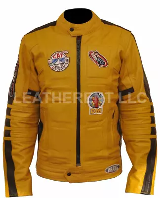 Mens Kill Bill Bride Stylish Uma Thurman Slim Armor Biker Leather Jacket • $116.98