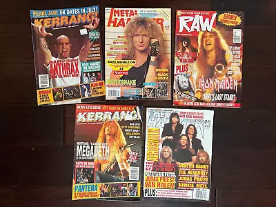 Lot Of 5 Rock Magazines Includes Kerrang Metal Hammer RAW Free Shipping • $65