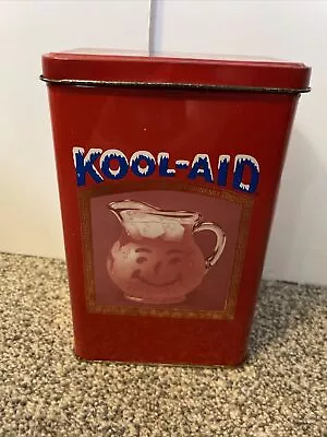 Vintage Kool-Aid Red Metal Tin Can Container Collectable Canister Empty Retro • $15.99