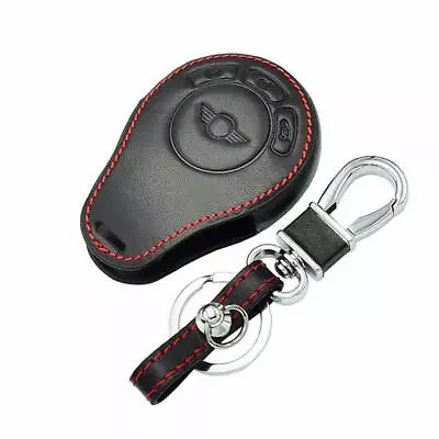Black Leather 3 Buttons Remote Key Case Cover For Mini Cooper Countryman Paceman • $11.01