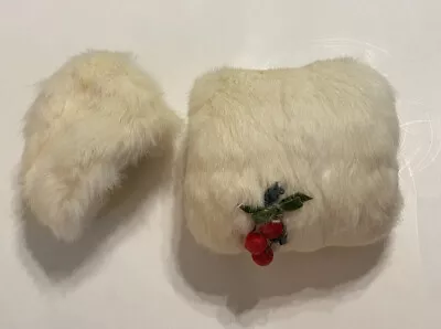 VINTAGE Little Girl’s Ivory FUR MUFF AND HAT 1960’s EUC • $65