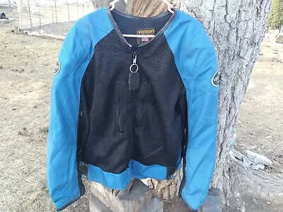 Size XL Vanson Leathers Mesh Motorcycle Jacket With Armor Pads Blue/Black • $139.99