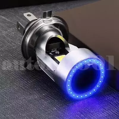 H4 HB2 9003 2600LM Motorcycle LED Headlight Kit Hi-Lo Bulb With Blue Halo Rings • $14.95