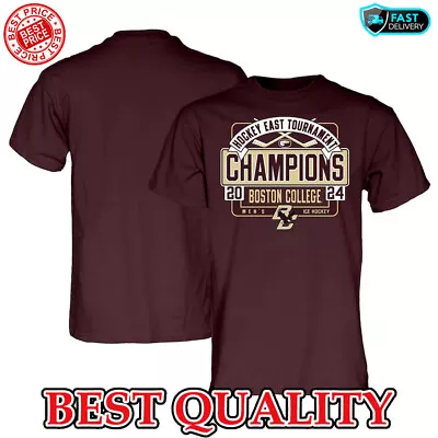 SALE_ Maroon Boston College Eagles 2024 Hockey East Tournament Champions T-Shirt • $22.99