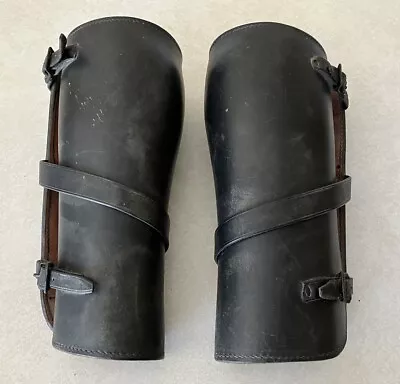 Vintage Leather Shin Guards Half Chaps Gaiters Motorcycle Gear • $69.99