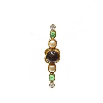 CHANEL Vintage 1985 Gold Gripoix Pearl Crystal Jewel Pin Brooch • $598