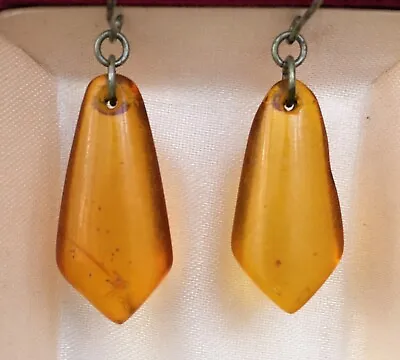 Vintage Amber Earrings From Pieces Of Natural Baltic Amber  USSR  3.32 Gr • $34.99