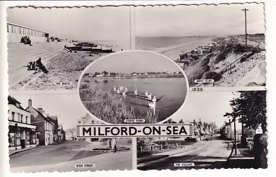 A Sunny South Real Photo Multiview Post Card Of Milford-On-Sea. Hampshire • £1.95