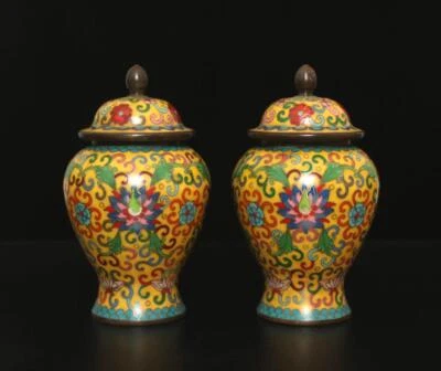 £159.55 • Buy Xuan Signed Pair Old Chinese Bronze Cloisonne Enamel Vase W/flower