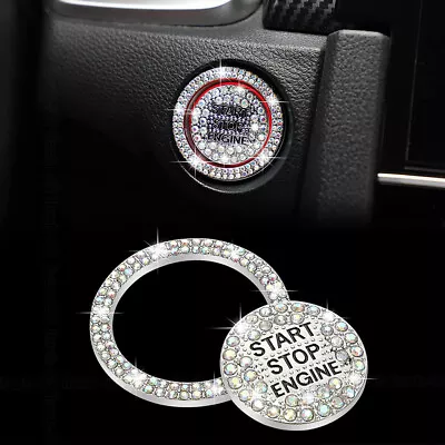 1x Car Parts Button Stickers Start Switch Diamond Ring Decor Cap Cover Universal • $5.46