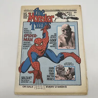 The Monster Times Magazine Newspaper Vol. #1 Issue #13 JUL 1972 Spider-Man Cover • $40