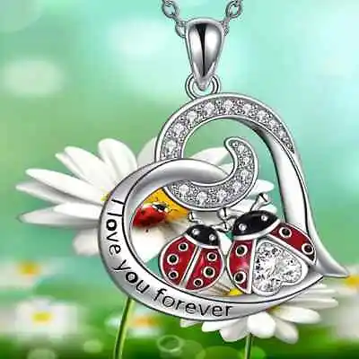 Heart Shape I Love You Forever Pendant Necklace For Women Love Lady Bug • $6.95