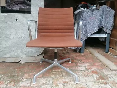 Genuine Herman Miller Eames 938-138 Aluminium Swivel Chair Brown Fabric • £30