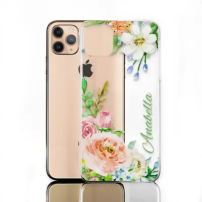 Personalised Phone Case For Apple IPhone 11/12;Initial Flower Clear Hard Cover • £4.99