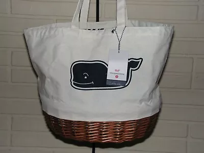 New~Vineyard Vines Straw Whale Picnic Tote~White Canvas Bag~Rough Sea~NWT~Target • $69.99