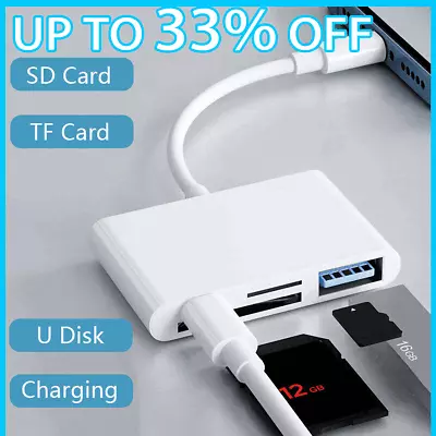 8 Pin To SD Memory Card Reader USB OTG Adapter For IPhone IPad Stable Transfer • £5.12