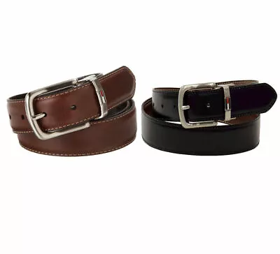 Tommy Hilfiger New Men Two Tone Reversible Smooth Faux Leather Dress Belt Sz  44 • $18.50