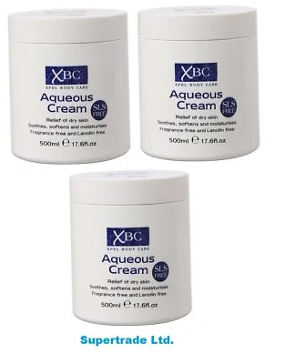 £6.49 • Buy  XBC Aqueous Cream Relief Dry Skin Body Cream Moisturizer SLS Free 500ml  X 3