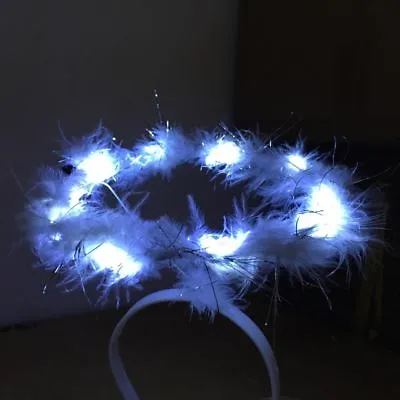Light Up LED Fluffy Halo Angel Head Band Angel Fairy Christmas Xmas Fancy Dress • £3.95