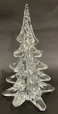 $45 • Buy Vintage Silvestri Twisted Top Clear Crystal Art Glass Christmas Tree 9.75”