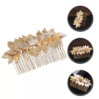 Golden Leaf Bridal Hair Comb Wedding Headpiece Vintage Flower French Piece • $6.99