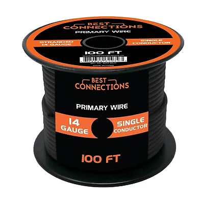 14 Gauge Car Audio Primary Wire (100ft–Black)– Remote Power/Ground Electrical • $14.95