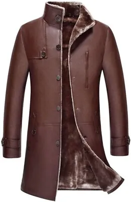 Sheepskin Leather Slim Fit 3/4 Length Trench Coat  Lambswool Lined • £100