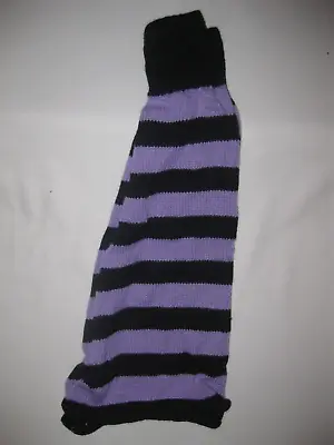 Romwe Ribbed Knit Striped Leg Warmers Purple & Black Nip Kawaii Goth • $18