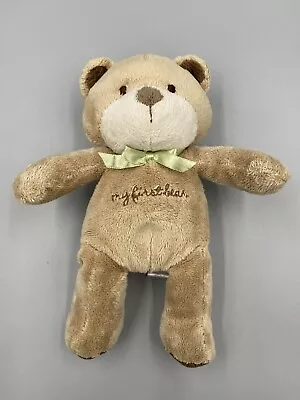 Carters Child Of Mine My First Bear 8” Plush Tan Teddy Bear W/ Green Bow • $26.40