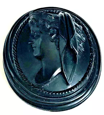 Antique  Victorian  Jet High Relief  Cameo Fashion Or Mourning Brooch Late 1800s • $165