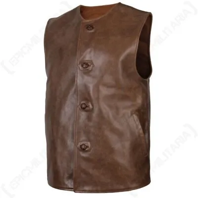 British WW1 Repro Brown Leather Jerkin - UK Army Reenactor Vest Jacket WW2 • £72.99