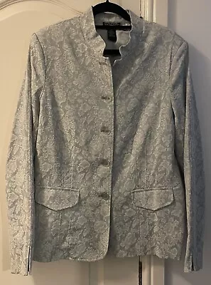 Dialogue Pale Blue Damask Jacket Nehru Collar. Size L New. Very Good Condition • £26.99