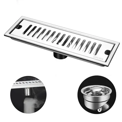 New Wet Room Linear Shower Floor Drain Stainless Steel Channel Gully Waste Trap • £11.51