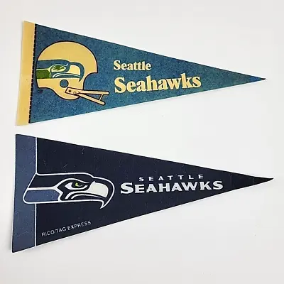 Lot Of 2 Seattle Seahawks Vintage Felt Mini Sports NFL Football Pennants 4x9 • $10.19