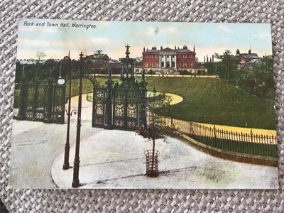 £2 • Buy 1906 Postcard Park & Town Hall Warrington Cheshire To Sandbach 