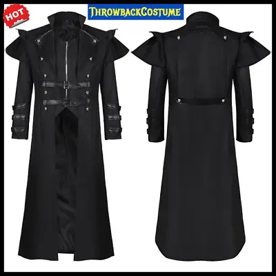 Mens' Steampunk Trench Coat Gothic Long Jacket Vampire Halloween Costume Cosplay • $53.09