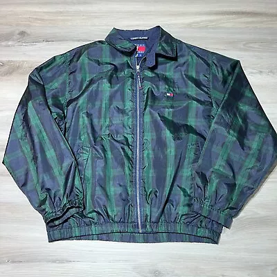 Vintage Tommy Hilfiger Windbreaker Jacket Mens Medium Tartan Plaid Light 90s EUC • $24.95