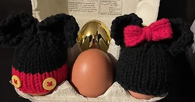 Hand Knitted - Mickey & Minnie Egg Cosy Novelty Easter Valentine Birthday Gift • £4.99