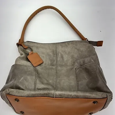 Ellington Brown Italian Leather Shoulder Bag Braided Handle Distressed • $39.97