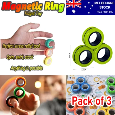 $6.73 • Buy Fidget Toys Magnetic Rings Finger Stress Relief Spinner Cube Kids Adults Hand