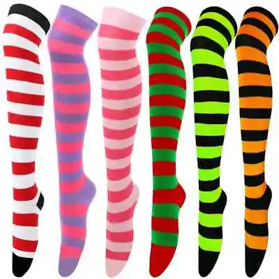 £1.99 • Buy Ladies Striped Fancy Dress Costume Stripe Halloween Christmas Elf Wally Socks