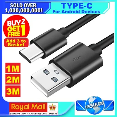 HeavyDuty USB Type C Charging Cable Phone Charger Long Lead 2m • £2.99