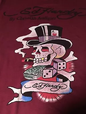 Ed Hardy By Christina Audigier  Gambling Skull  Size S Long Sleeve T-shirt • $33