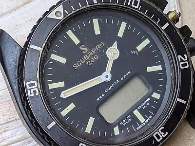 Vintage Scubapro 200 Quartz Diver Watch W/PVD Monnin All SS Case FOR PARTS ONLY • $325