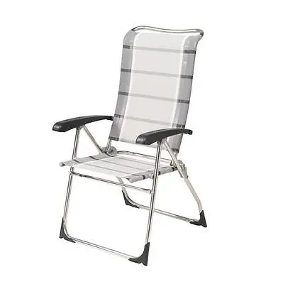 Dukdalf Aspen Folding Caravan Chair Grey Stripe Latest Model- 8 Position Recline • £83.99