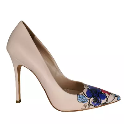 Miu Miu Women's Floral Pointed Toe Leather Pumps Heels Nude EU 38 US 8 • $219.98