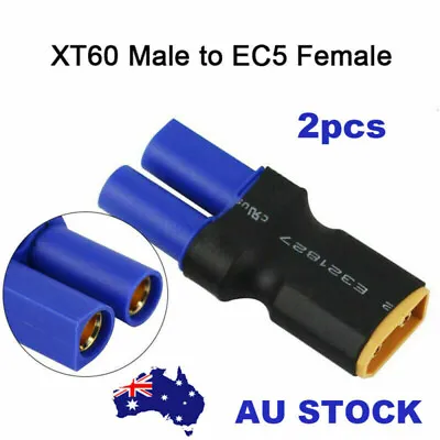 2pcs No Wires Connector Female EC5 To XT60 Male - Heavy Duty Lipo Adapter Parts • $8.66