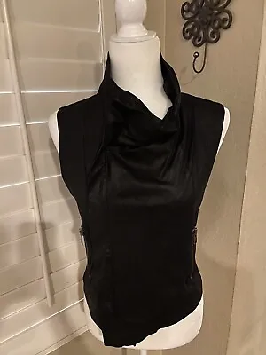 VEDA Asymetrical Black Leather Vest- Size S • $65